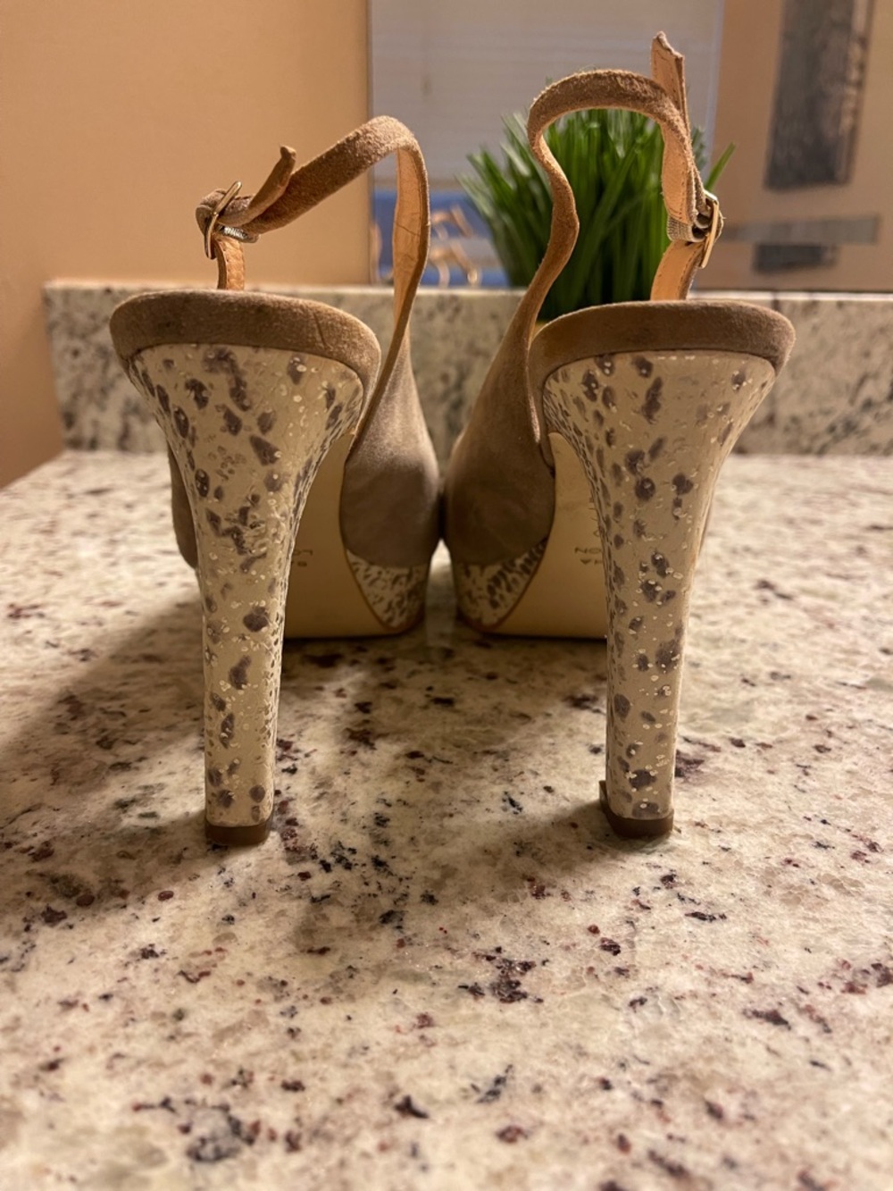 Sacha London Taupe Suede Slingback Platform Heels - Picture 6 of 9